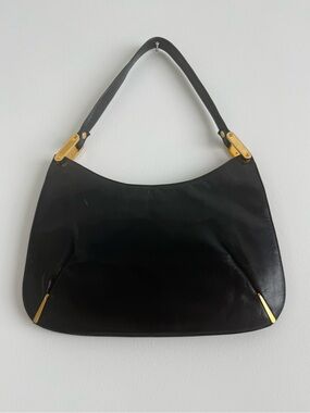Vintage Saks Fifth Avenue Navy Blue Leather Shoulder Bag